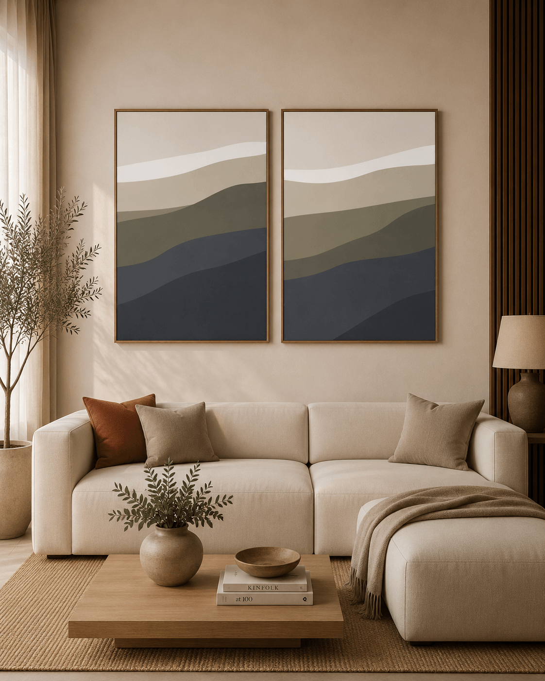 KIT 2 QUADROS DECORATIVOS - MINIMALIST WAVES